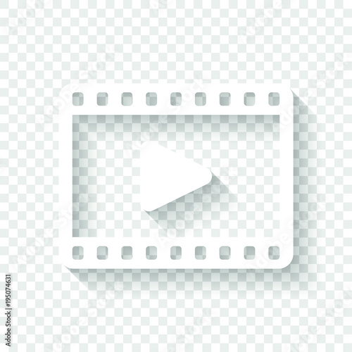 "video icon. White icon with shadow on transparent background" Stock