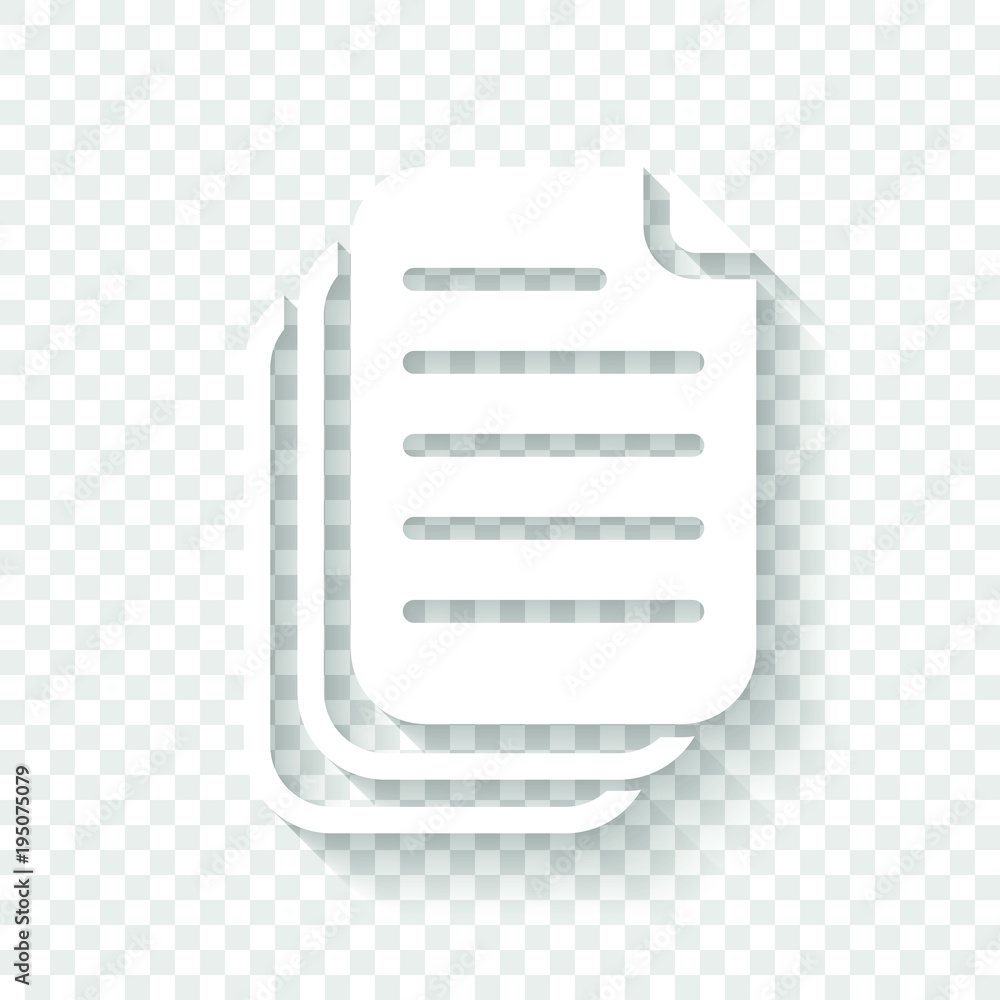 Aufkleber document. simple silhouette. white icon with shadow on transparent background