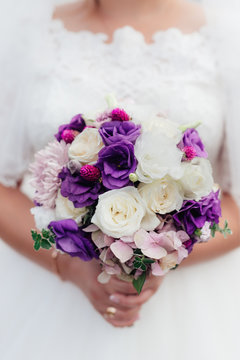 wedding bouquet in purple tones