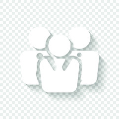 office people, team. White icon with shadow on transparent background