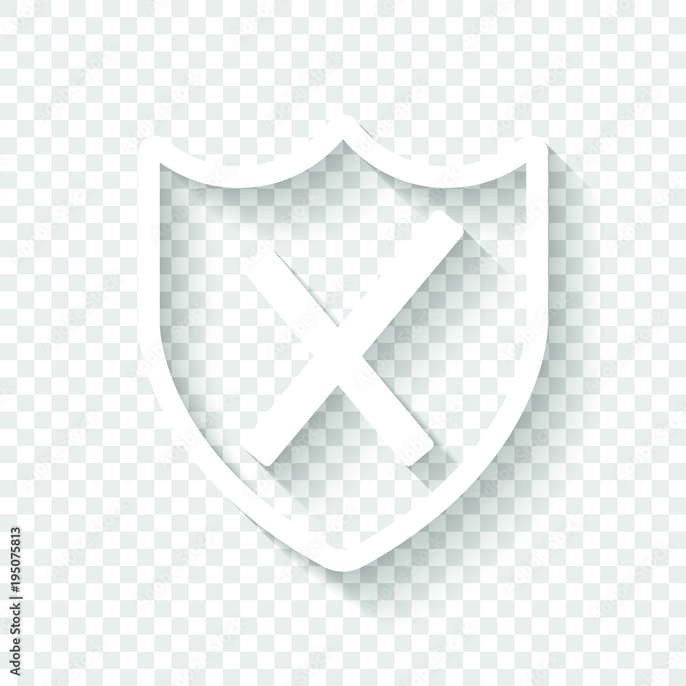 Poster protection broken. simple icon. white icon with shadow on transparent background