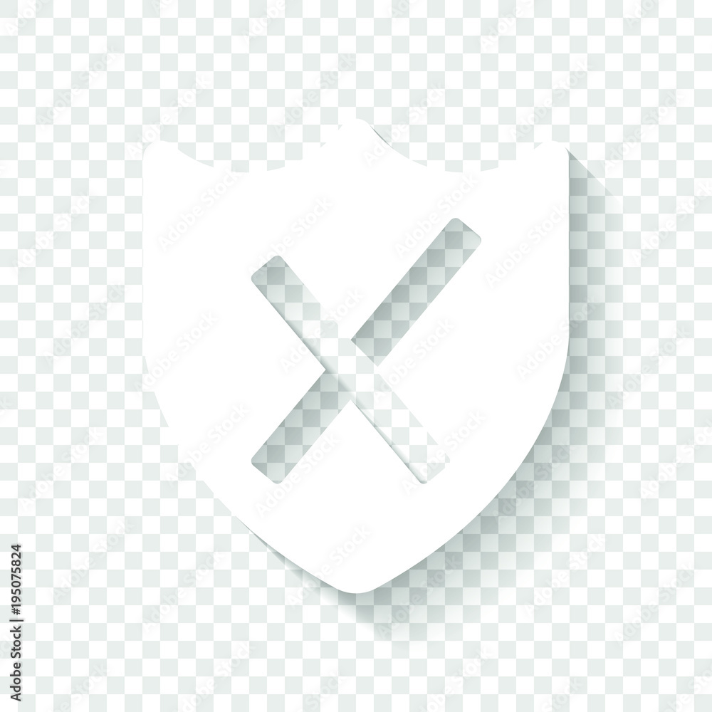 Poster protection broken. simple icon. white icon with shadow on transparent background