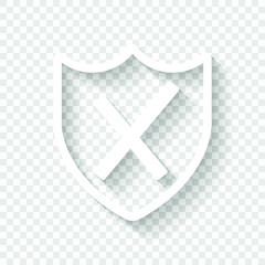 protection broken. simple icon. White icon with shadow on transparent background
