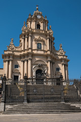 Fototapeta na wymiar The facade of the Cathedral of Ragusa, Sicily