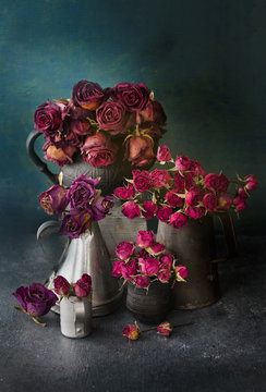 Vases of Dried Roses 