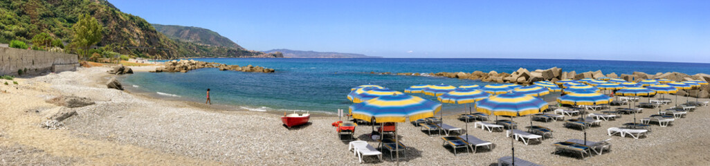Fototapeta na wymiar Favazzina beach in summer season, Calabrian coast