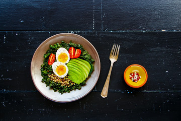 Quinoa, kale and egg bowl