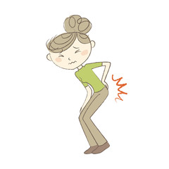 腰痛で苦しむ女性　病気　症状　医療