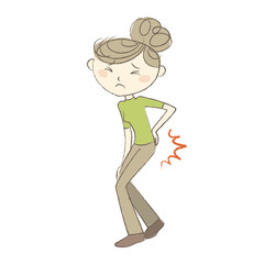 腰痛で苦しむ女性　病気　症状　医療