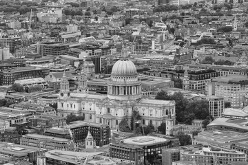 LONDON - SEPTEMBER 24, 2016: Aerial view of St Paul and city skyline at night. The city attracts 30 million tourists annually