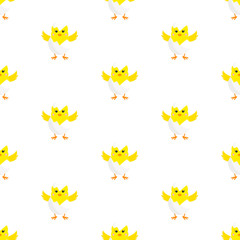 Fototapeta na wymiar Chick in Eggshell. Seamless vector illustration.