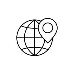 location on the globe map line vector black icon