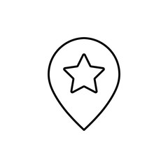 location pin with star sign line vector black icon