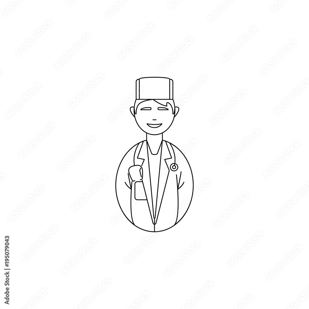 Poster avatar doctor icon. professions for mobile concept and web apps. thin line icon for website design a