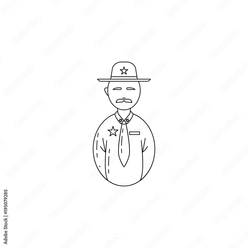Poster avatar sheriff icon. professions for mobile concept and web apps. thin line icon for website design 