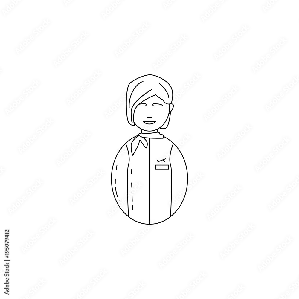 Poster stewardess avatar icon. professions for mobile concept and web apps. thin line icon for website desi