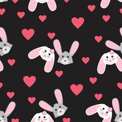 cute bunny rabit seamless pattern design