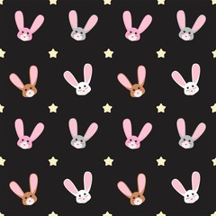 cute bunny rabit seamless pattern design