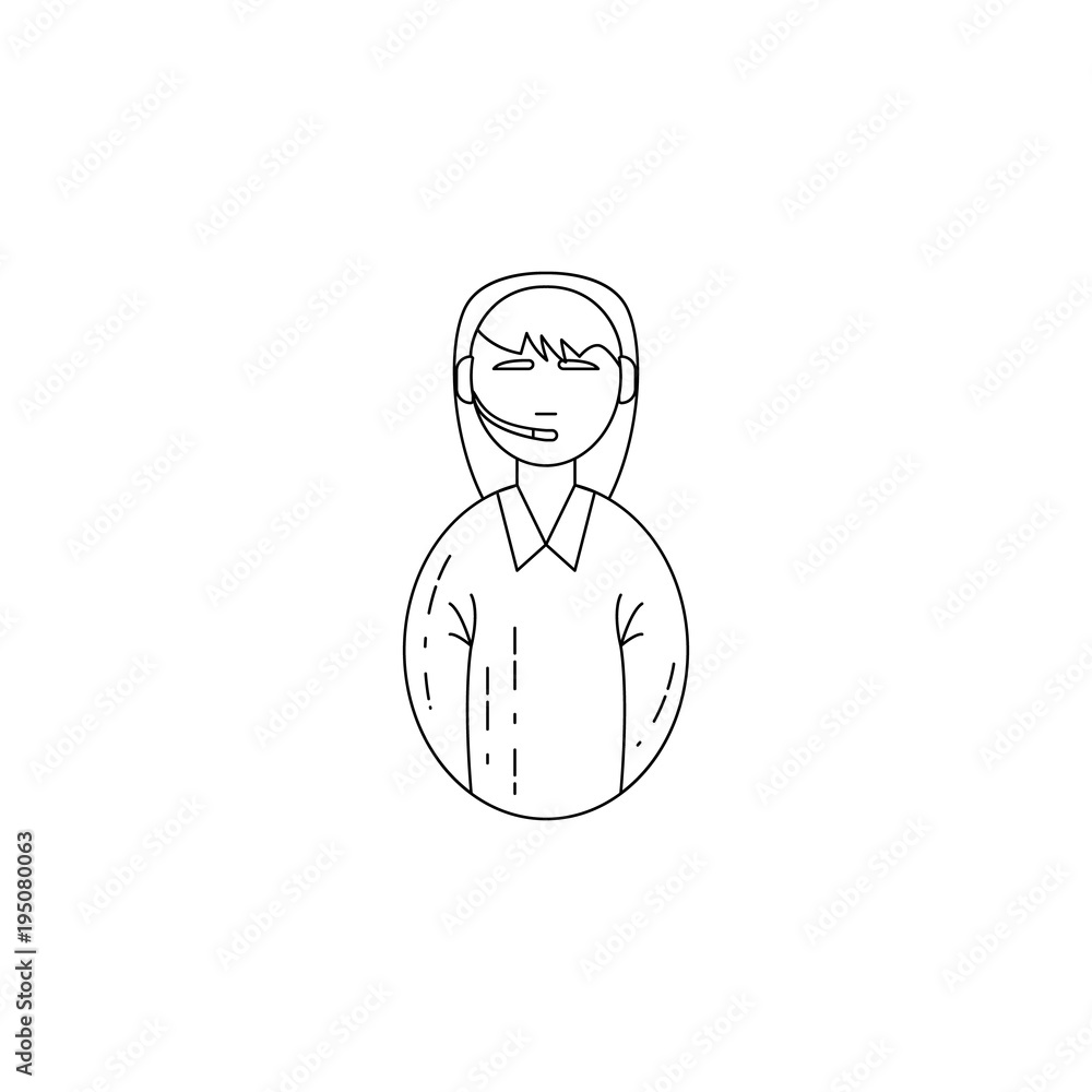 Poster avatar female employee call center icon. professions for mobile concept and web apps. thin line icon
