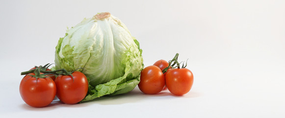 red tomatoes and green lettuce