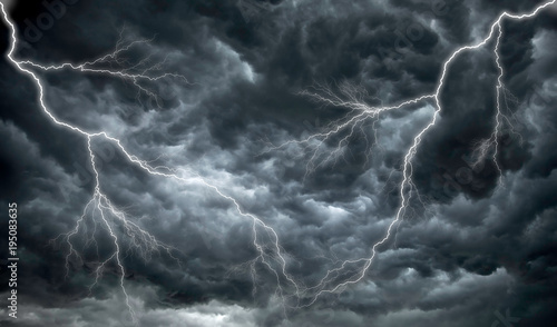 Dark Ominous Rain Clouds And Lightning Wall Mural Wallpaper Murals David