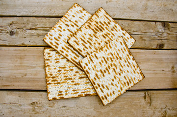 Mazo, Mazoth for Jewish Passover, Wooden background