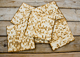 Mazo, Mazoth for Jewish Passover, Wooden background