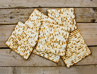 Mazo, Mazoth for Jewish Passover, Wooden background