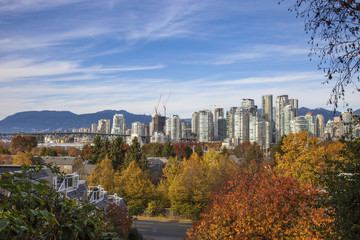 Obraz premium View of Vancouver downtown and Granville Bridge