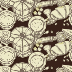 pattern coffee shop graphic design background objects