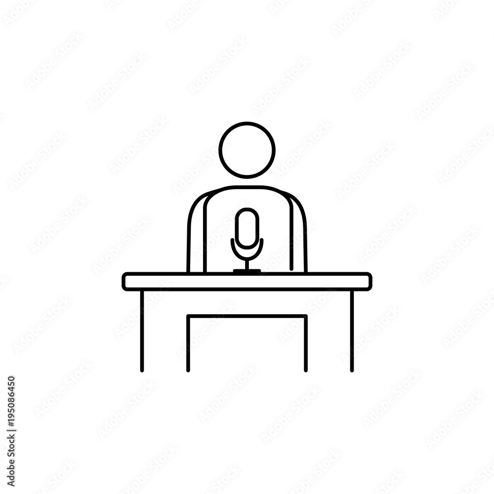 Aufkleber man with microphone icon. media signs for mobile concept and web apps. thin line icon for website de