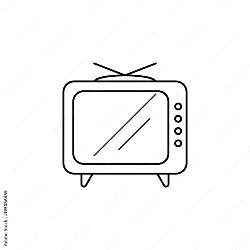 Poster old tv icon. media signs for mobile concept and web apps. thin line icon for website design and deve
