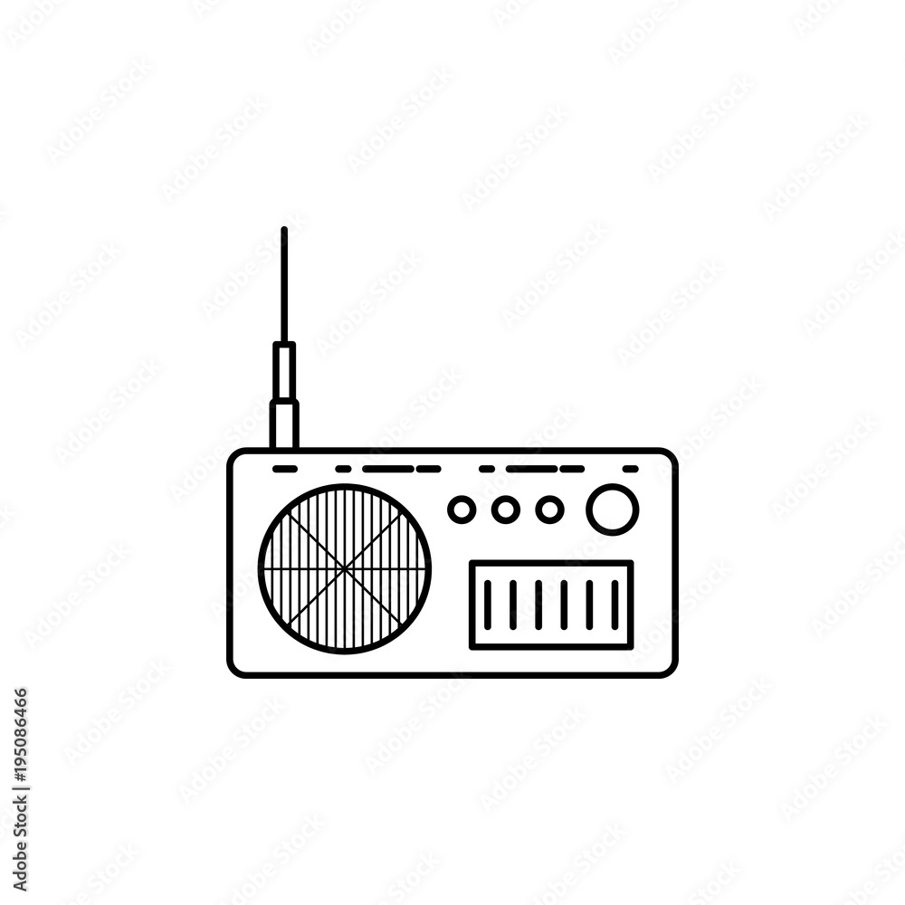 Poster radio apparatus icon. media signs for mobile concept and web apps. thin line icon for website design