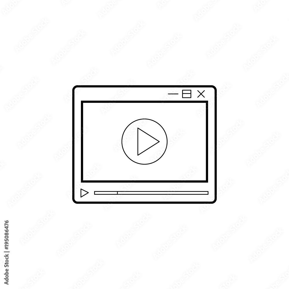 Aufkleber video player icon. media signs for mobile concept and web apps. thin line icon for website design an