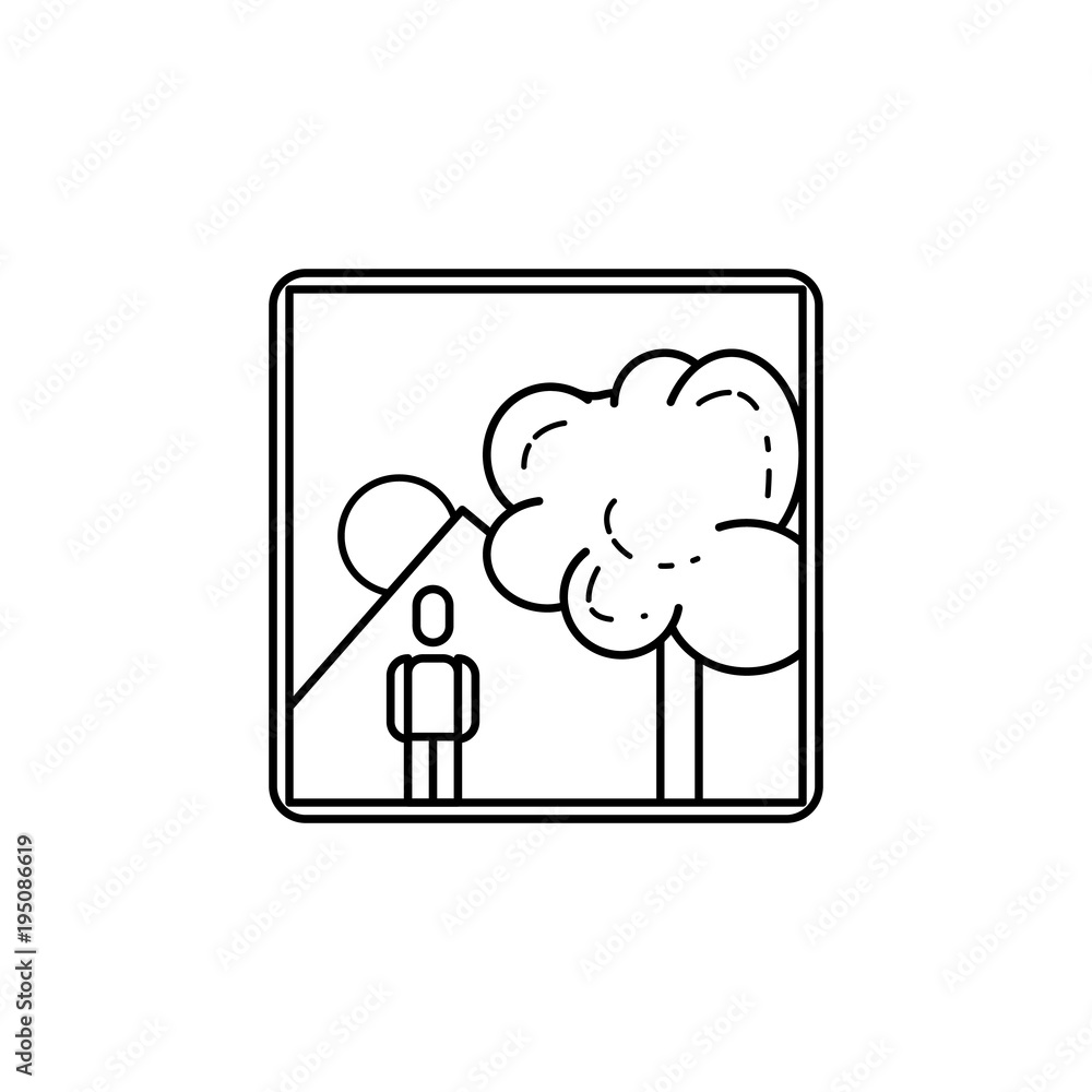Aufkleber picture of a man in nature icon. media signs for mobile concept and web apps. thin line icon for web