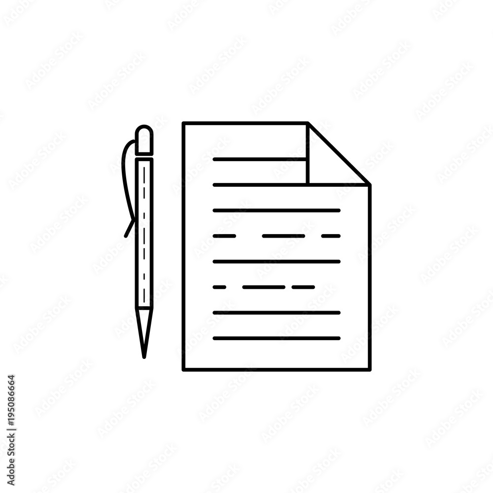 Poster pen with paper icon. media signs for mobile concept and web apps. thin line icon for website design 