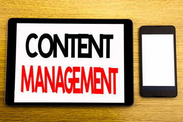 Writing text showing Content Management. Business concept for Cms Online Website Written on tablet...