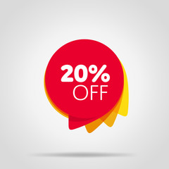 Special offer sale red tag isolated vector illustration. Discount offer price label, symbol for advertising campaign in retail, sale promo marketing, 20% off discount sticker, ad offer on shopping day