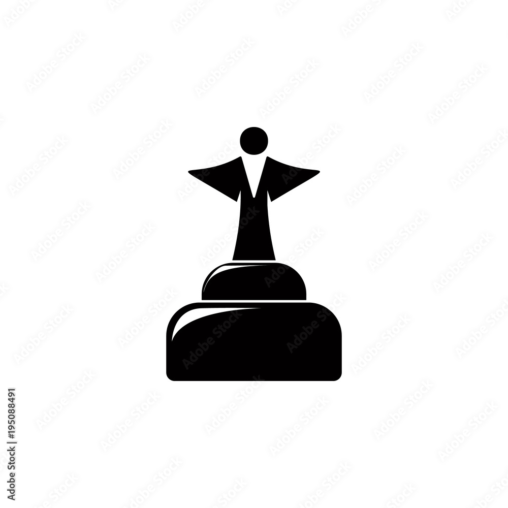 Poster cup with an angel icon. element of medal and awards for mobile concept and web apps. thin line icon 