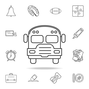 school bus icon. Detailed set of education outline icons. Premium quality graphic design. One of the collection icons for websites, web design, mobile app