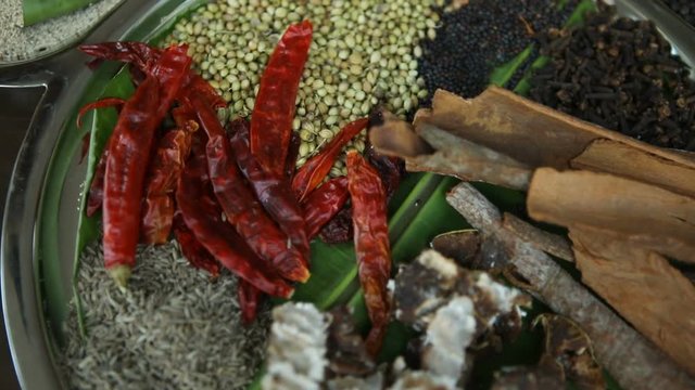dried spices in tray