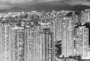 Skyline of Hong Kong city at night