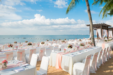 Romantic wedding ceremony on the beach