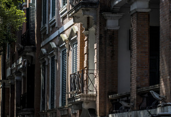 Fototapeta premium Old buildings with historic marks