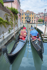 Gondola floating in Venice, Italy