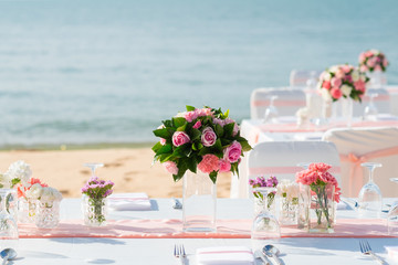 Romantic wedding ceremony on the beach