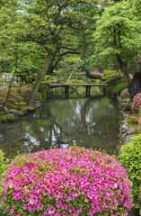 Japanese garden "Kenrokuen" in Kanazawa, Japan