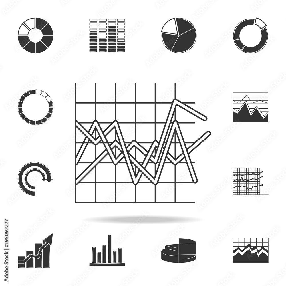 Poster line graph type chart icon. detailed set of trend diagram and chart icons. premium quality graphic d