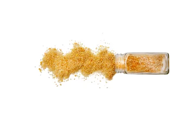 Zelfklevend Fotobehang shangnai seasoning. spilled Chinese spice mix. Isolated on a white background.  top view, flat lay © EvgeniiAnd