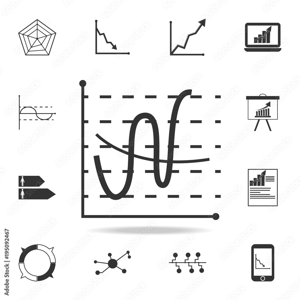 Poster line graph type chart icon. detailed set of trend diagram and chart icons. premium quality graphic d
